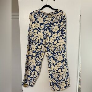 Primark Blue and Cream Wide Leg Pants
